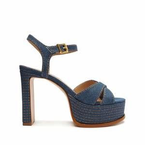 NEW SCHUTZ keefa casual platform heels in blue jean